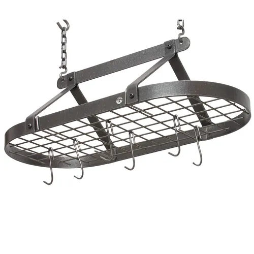 Enclume Classic Hammered Steel Oval Ceiling Pot Rack