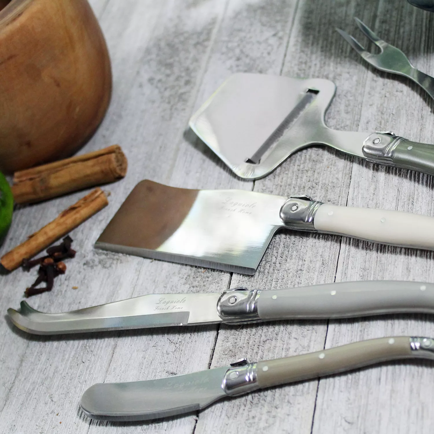 French Home 5-Piece Laguiole Cheese Knife, Fork and Slicer Set