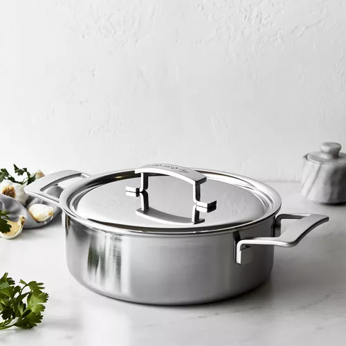 Demeyere Industry5 Stainless Steel Deep Sauté Pan With Double Handle & Lid, 4 Qt.
