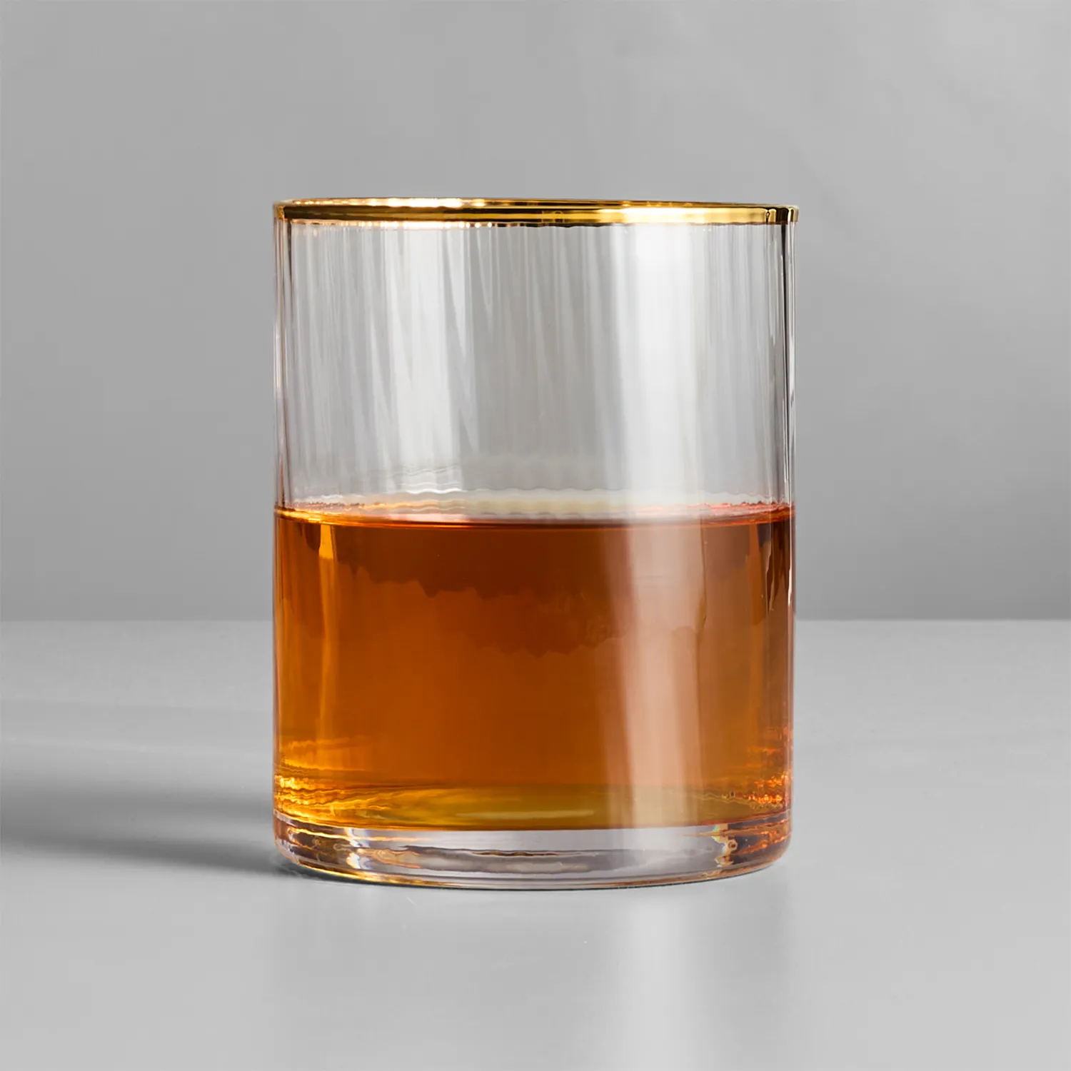 Sur La Table Gold Rim Double Old-Fashioned Glass