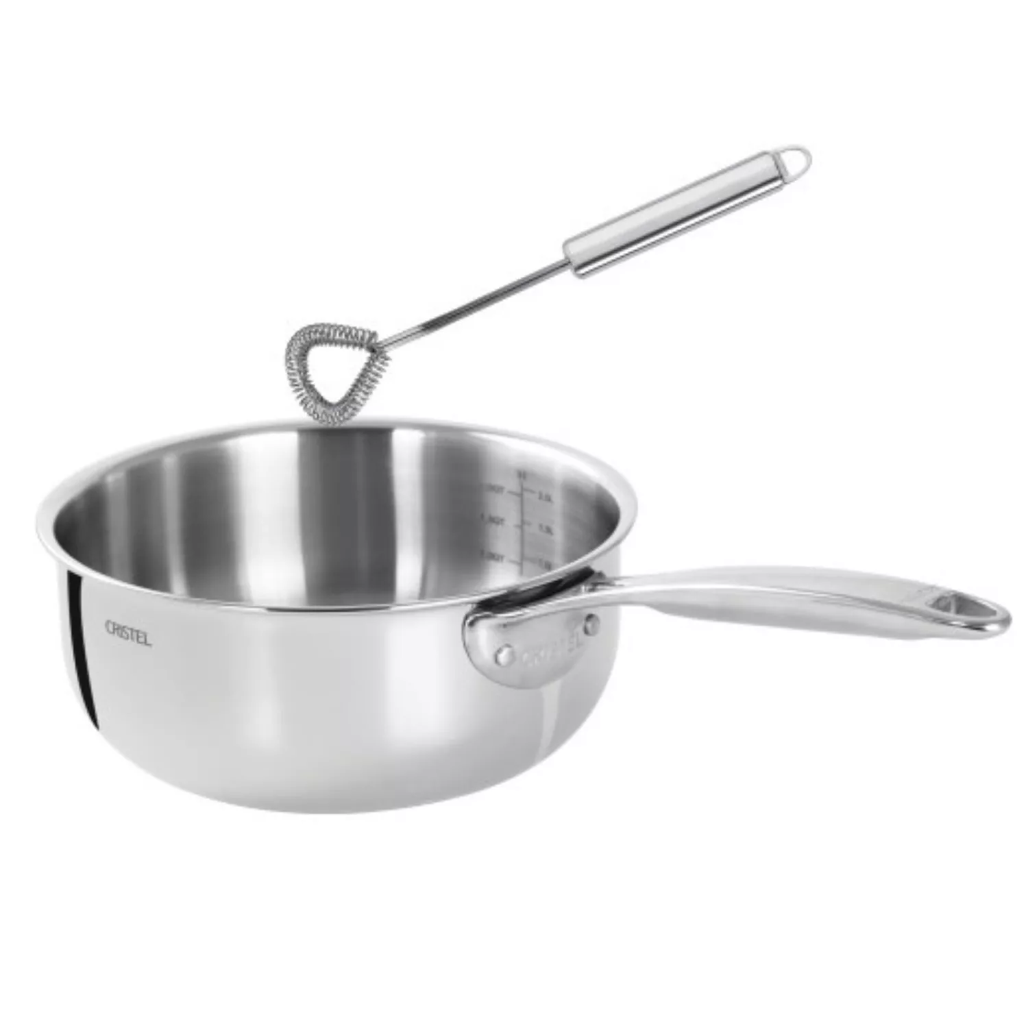 Cristel Castel'Pro Ultraply Saucepan with Whisk, 0.9 qt.