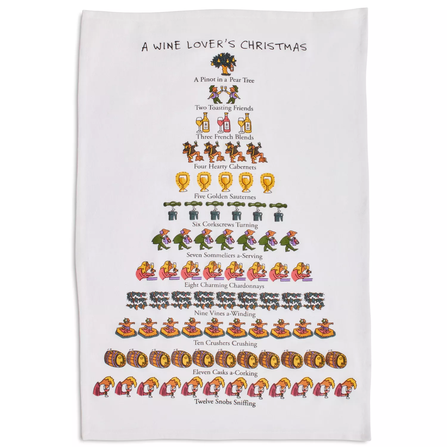 Sur La Table The Wine Lover&#8217;s 12 Days of Christmas Flour Sack Towel, 26&#34; x 18&#34;