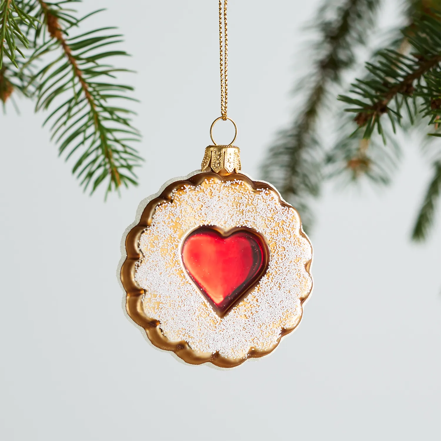 Sur La Table Linzer Cookie Glass Ornament, 2.7"