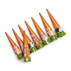 Caspari Bunnies & Carrots Cone Celebration Crackers, Set of 8