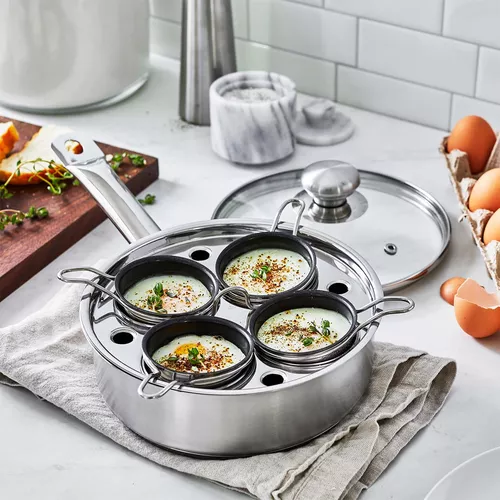 Demeyere Resto3 4-Cup Stainless Steel Egg Poacher Set