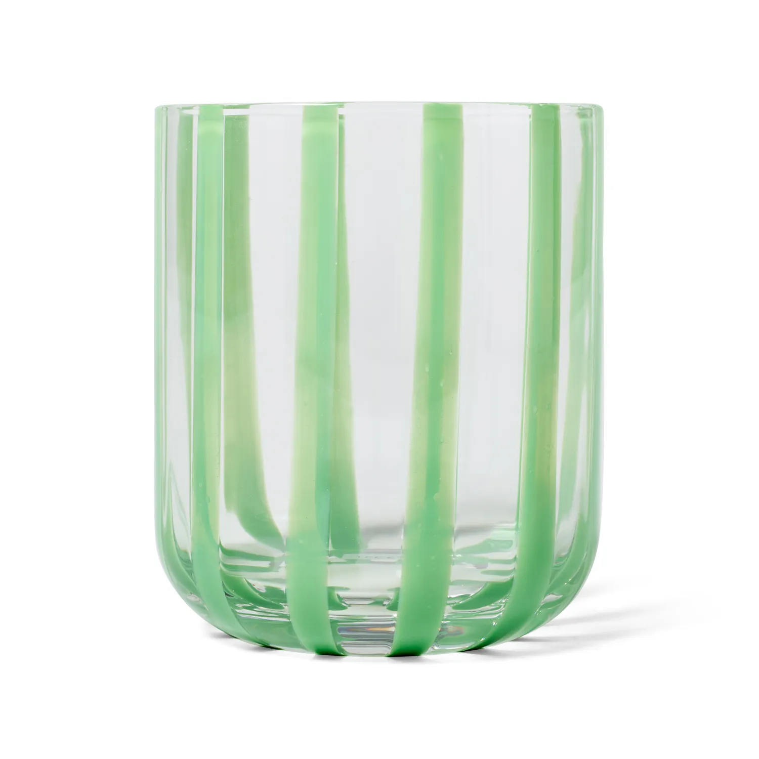 Sur La Table Green Stripe Tumbler Glass