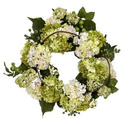 Nearly Natural Faux Hydrangea Wreath, 22"