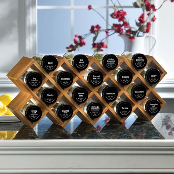 Kameinstein 18 Jar Crisscross Bamboo Spice Rack, Unfilled