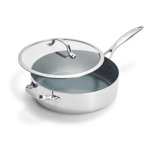 GreenPan Stainless Steel Valencia Pro Ceramic Nonstick Sauté Pan w/ Lid, 5 qt.