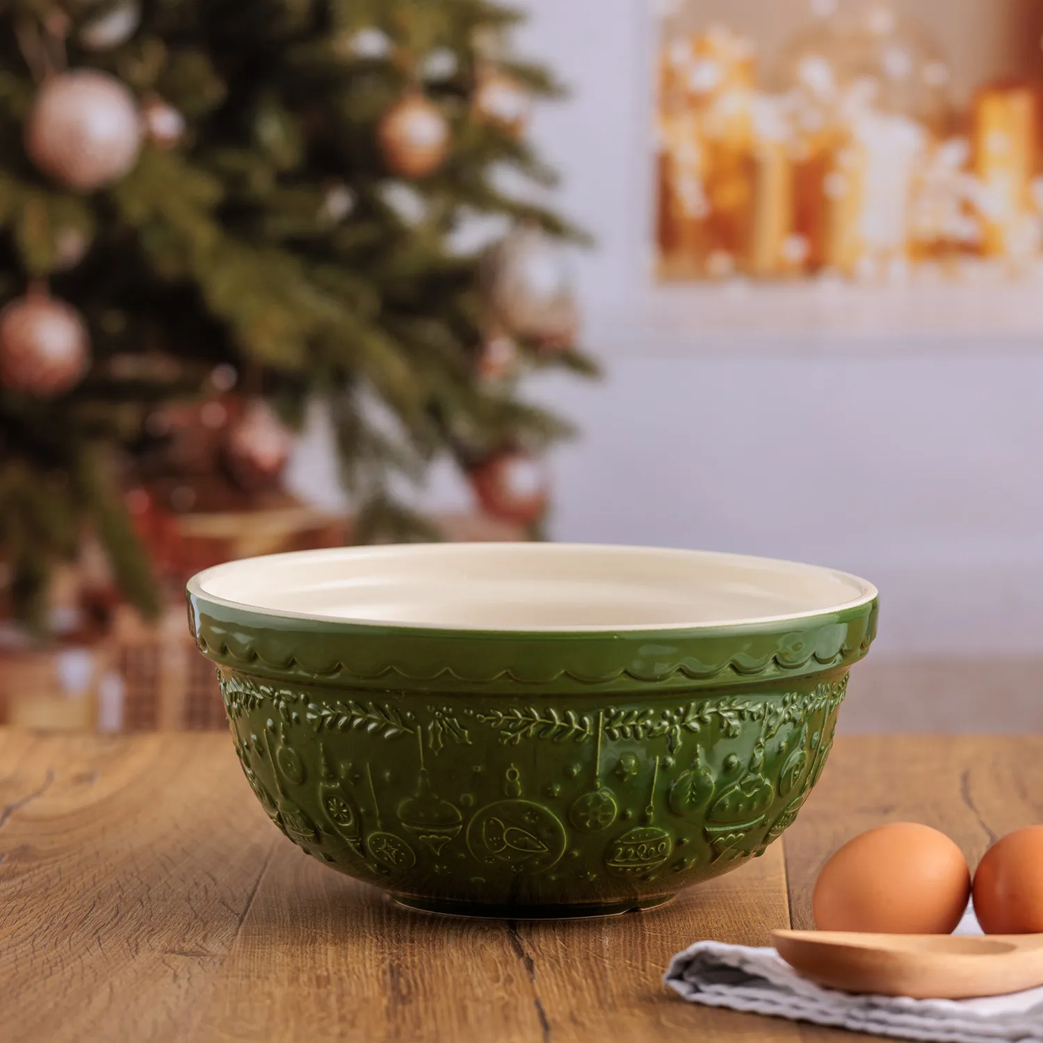 Mason Cash Deck The Halls Green Mixing Bowl, 2.15 qt.
