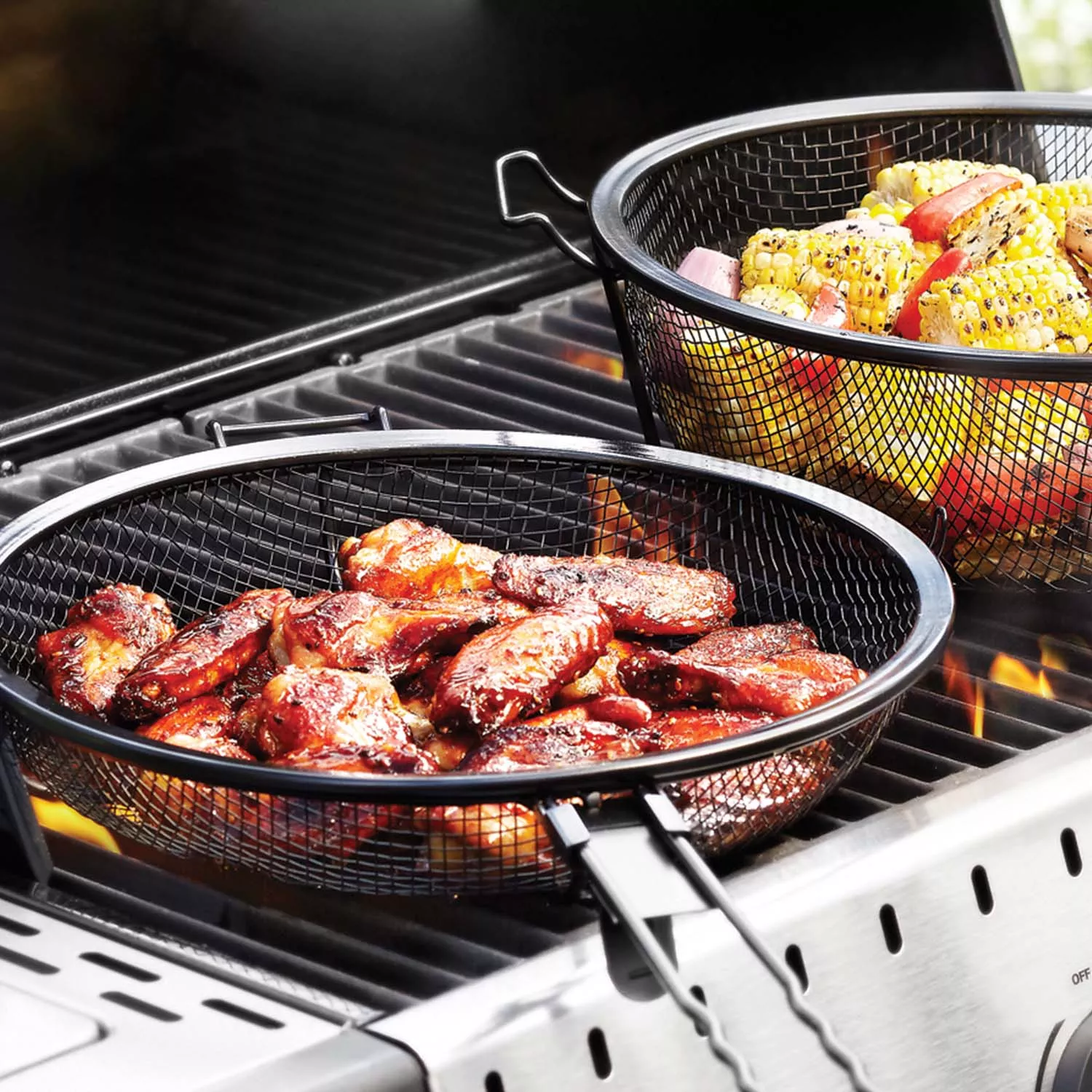 Outset Chef’s Jumbo Outdoor Grill Basket with Removable Handles