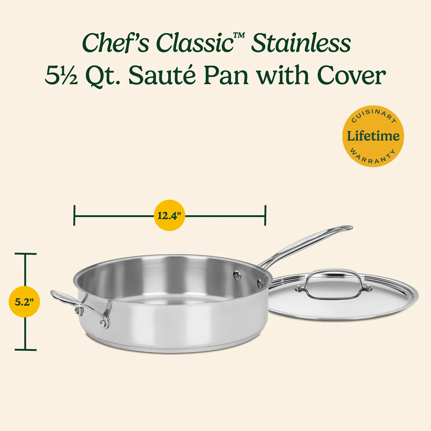 Cuisinart Chef's Classic Stainless Steel Sauté Pan, 5.5 qt. 
