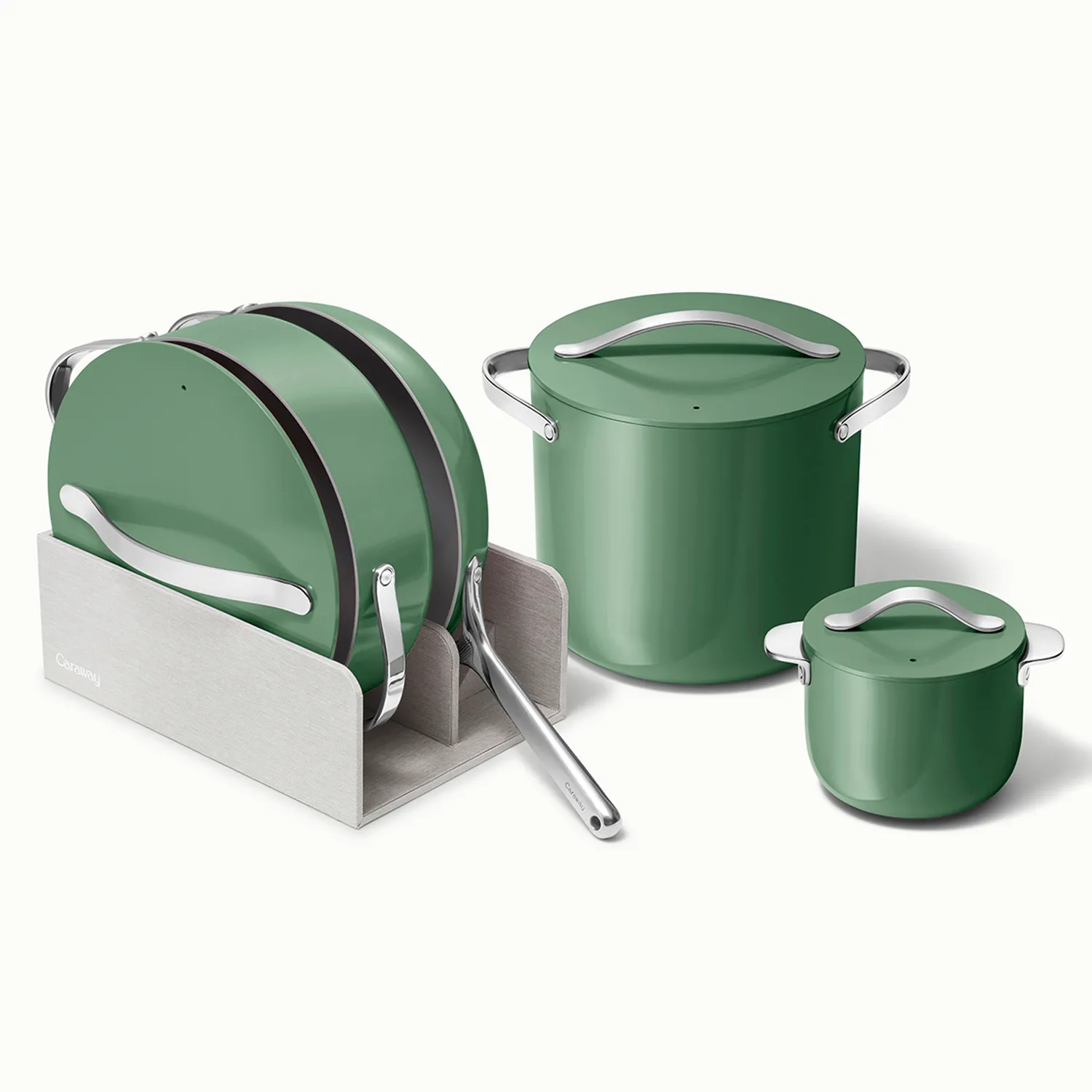 Caraway Ceramic Nonstick Cookware+ 7-Piece Set with Bonus Storage