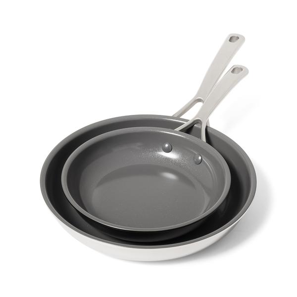 Sur La Table Classic 5-Ply Stainless Steel Ceramic Nonstick Set of 2 Skillets, 8" & 10"