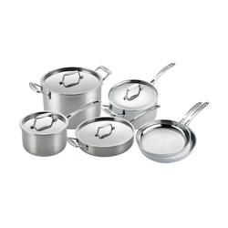 Scanpan Fusion 5 Stainless Steel 10-Piece Cookware Set Hardly any scrubbing, but I love that I wouldn