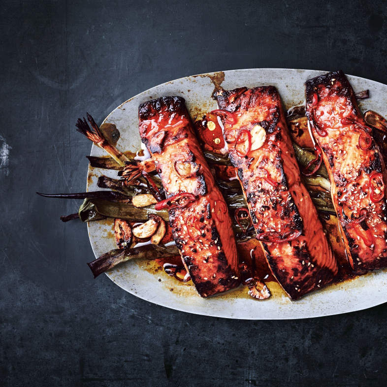 Broiled Salmon with Scallions and Sesame from Bon App&#233;tit