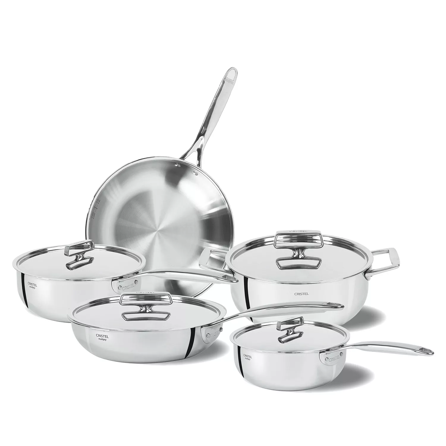 CRISTEL 3-Ply Stainless Steel Saucepan Set (16, 18 and 20cm) with