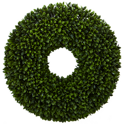 Nearly Natural Faux Boxwood Wreath, 24