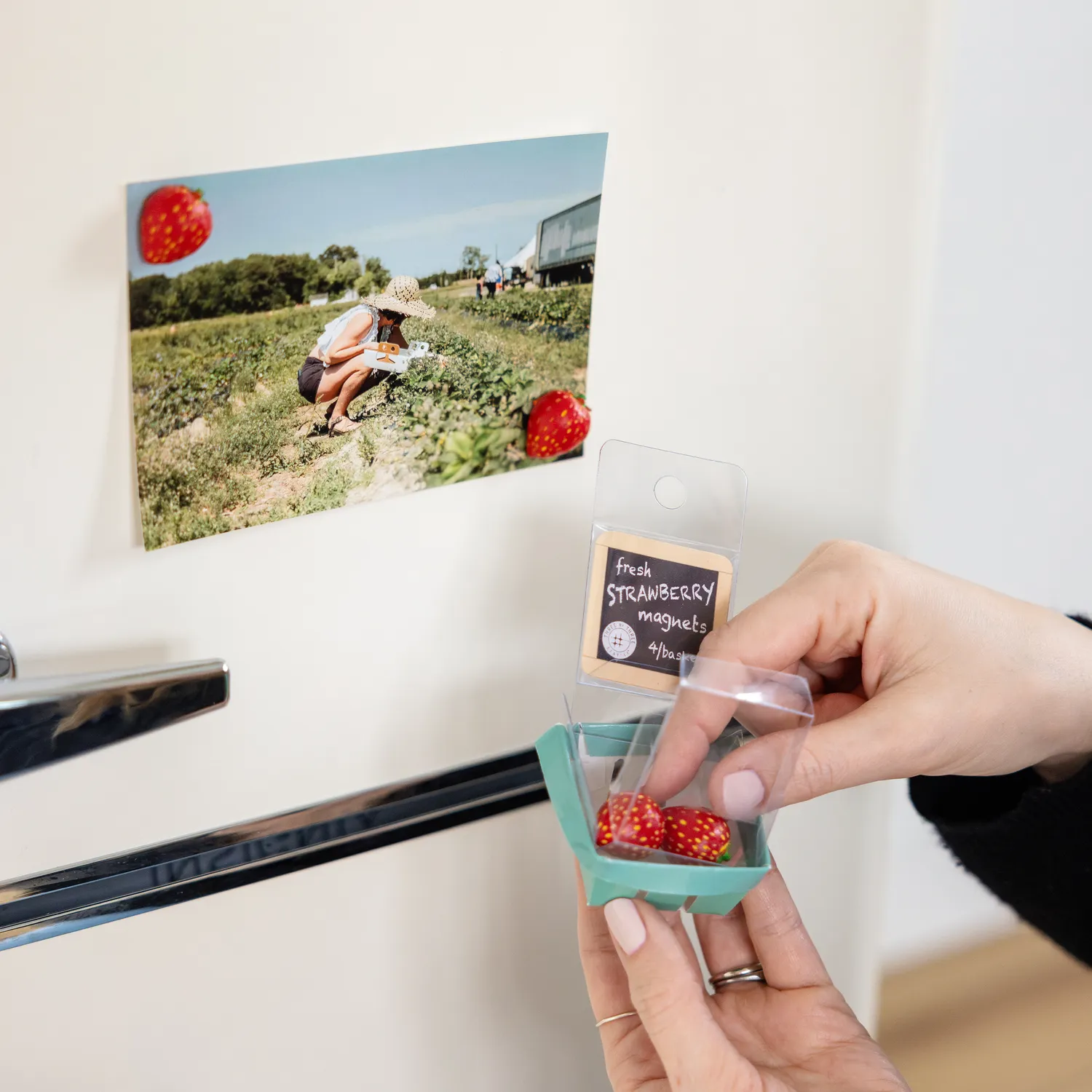 Three By Three Strawberry Magnets 