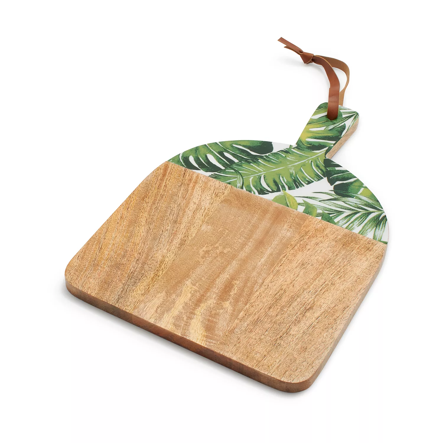 Sur La Table Mango Wood Palm Leaves Cheese Board