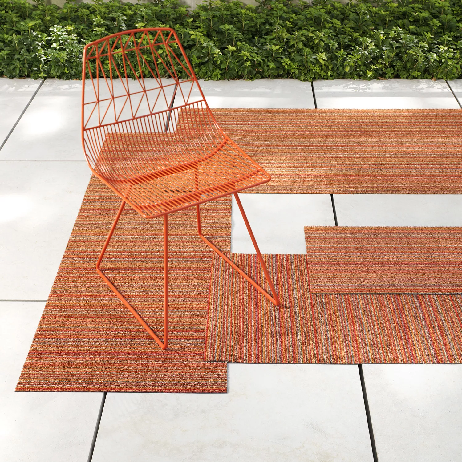 Chilewich Skinny Stripe Shag Mat, Orange