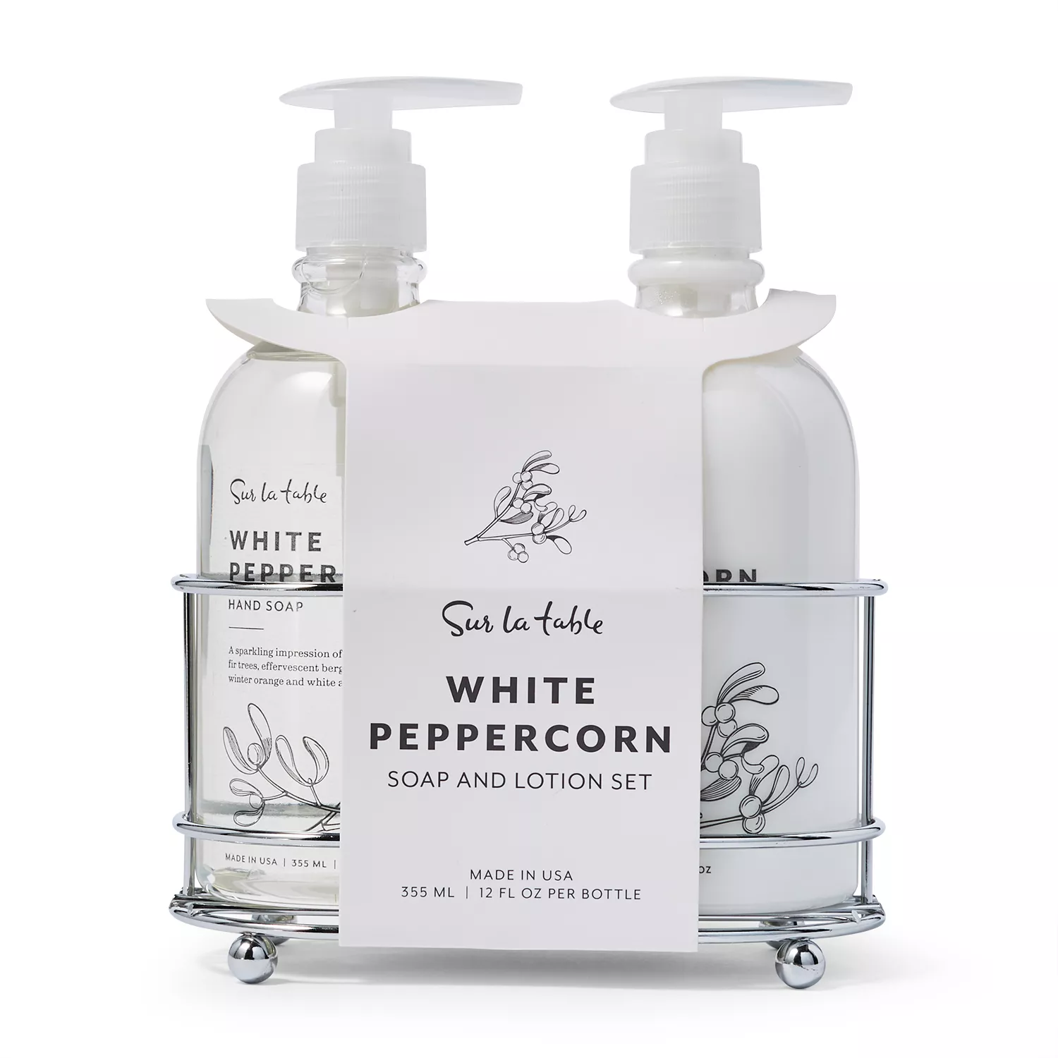 Sur La Table White Peppercorn Soap & Lotion Caddy Set