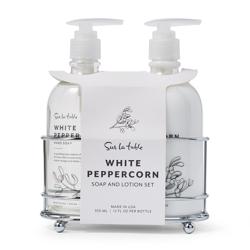 Sur La Table White Peppercorn Soap & Lotion Caddy Set