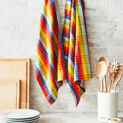 Sur La Table Rainbow Plaid Kitchen Towels, Set of 2