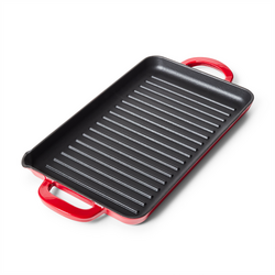 Sur La Table Enameled Cast Iron Grill Pan, 15" x 9" I recently used this grill pan to prepare steak, and the results were impressive