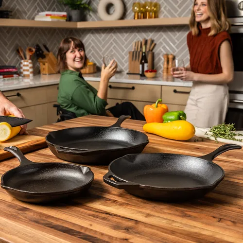 Lodge Chef Collection Set of 3 Skillets, 8", 10", & 12"