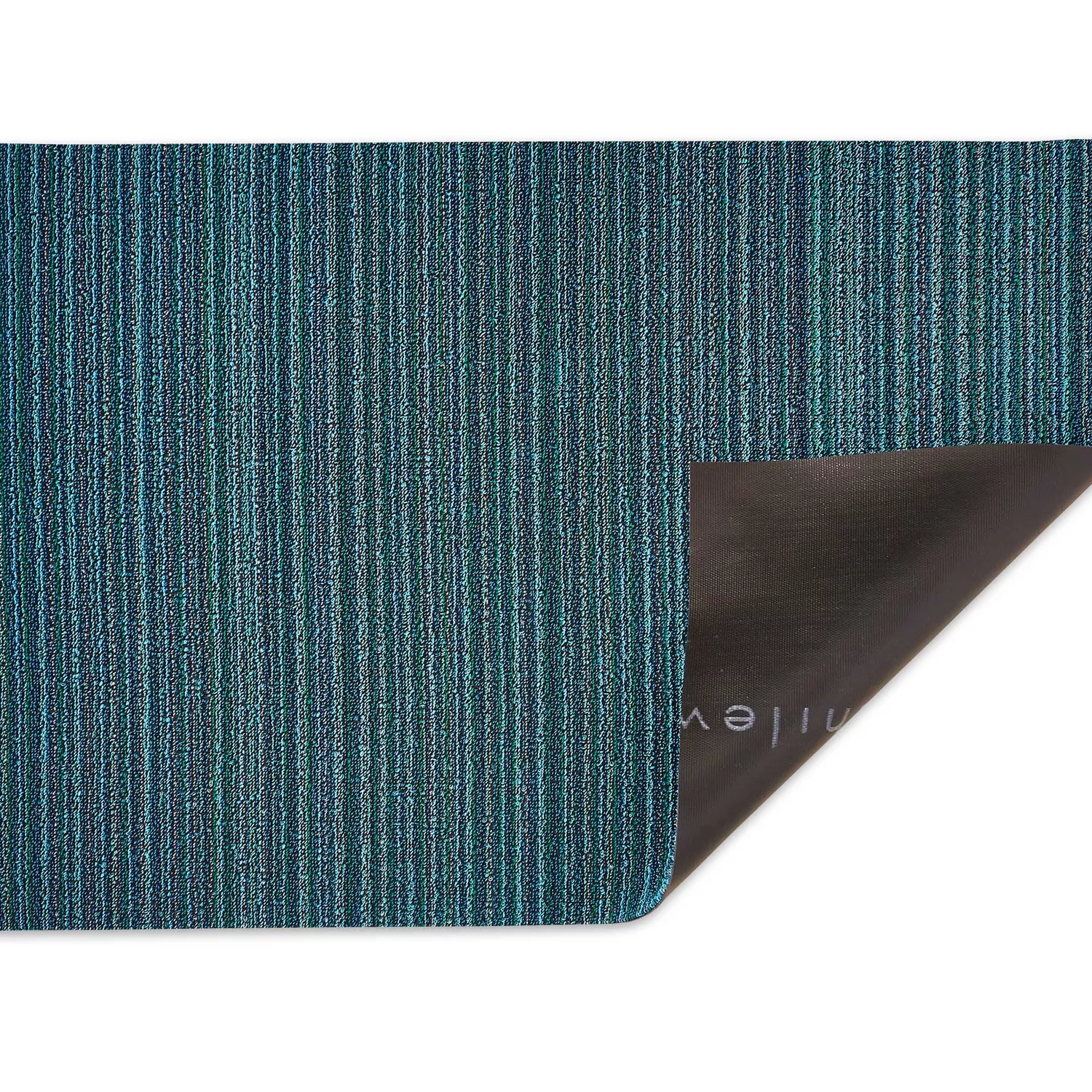 Chilewich Easy-Care Skinny Stripe Shag Rug, Turquoise