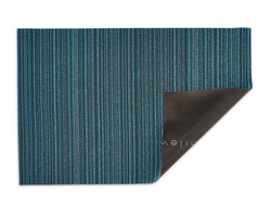 Chilewich Easy-Care Skinny Stripe Shag Rug, Turquoise