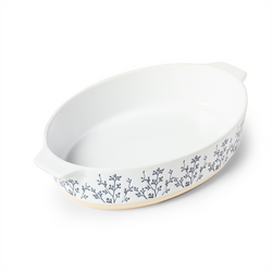 Sur La Table Floral Oval Baker, 3.4 qt.