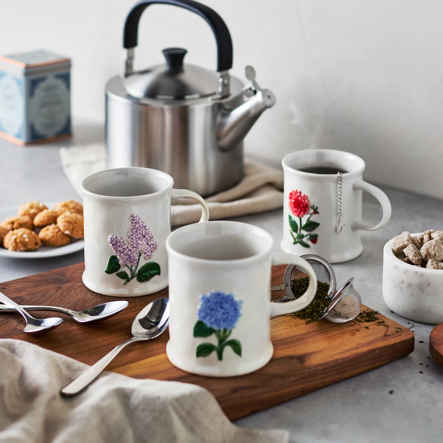 Sur La Table Embossed Floral Mug