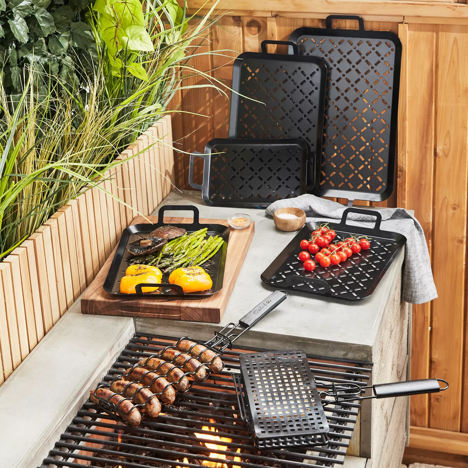 Nonstick Grilling 12 Skillet With Removable Handle, Nonstick Grilling Tray  Durable Grill Pans With Holes For Outdoor Grill Small And Big Topper Baske