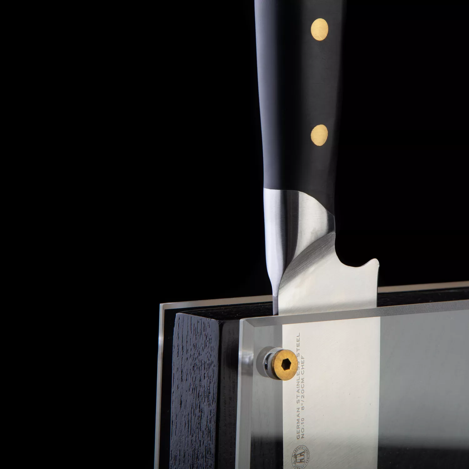 Gold Knife Set with Black Self-Sharpening Block