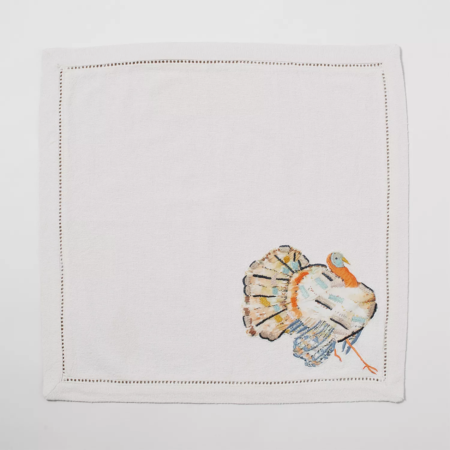 Sur La Table Thanksgiving Embroidered Turkey Napkins, Set of 4