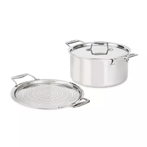 All-Clad D5 Brushed Stainless Steel Stockpot with Lid & Splatter Guard, 8 qt.