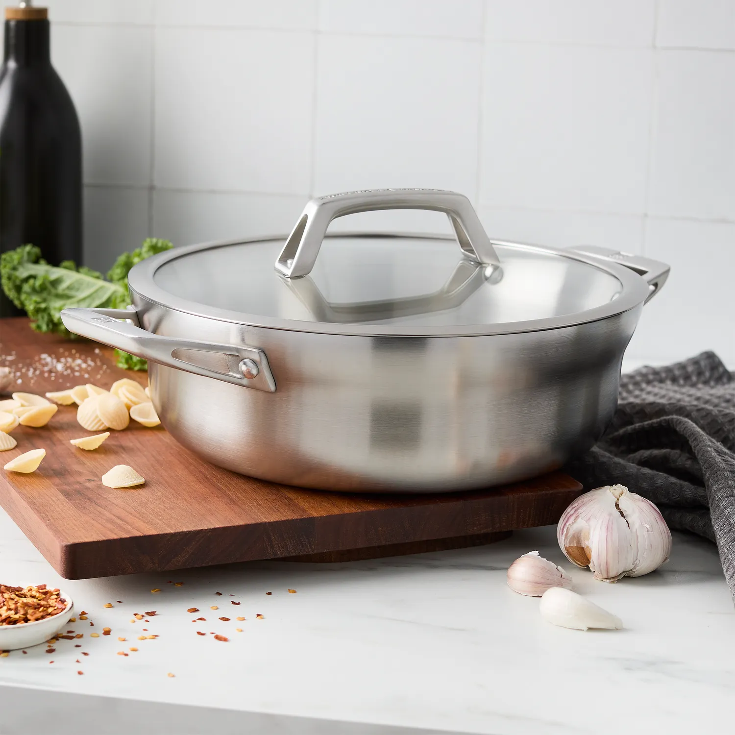 Zwilling Motion Stainless Steel Chef's Pan with Lid, 4 qt.