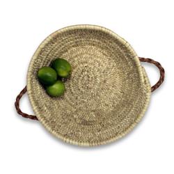 Alcantara-Frederic Handwoven Palm Tray with Leather Handles