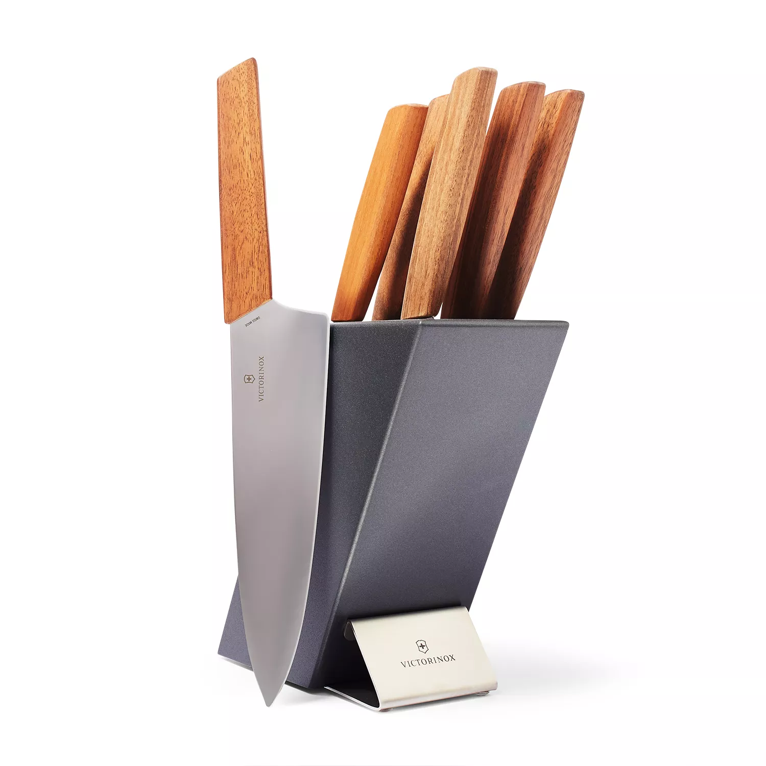 Victorinox Swiss Modern 7-Piece Black Wooden Knife Block Set, Multi-Colored  Synthetic Handles - KnifeCenter - 6.7186.66