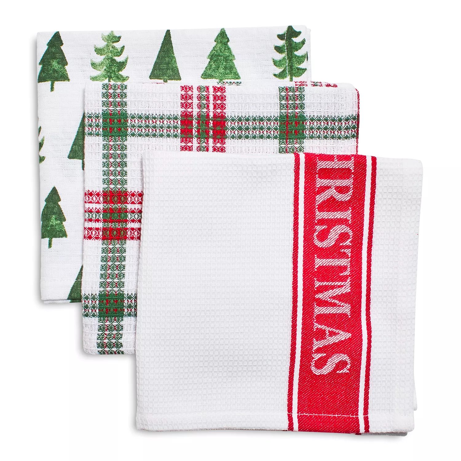 Sur La Table Merry Christmas Dishcloths, Set of 3