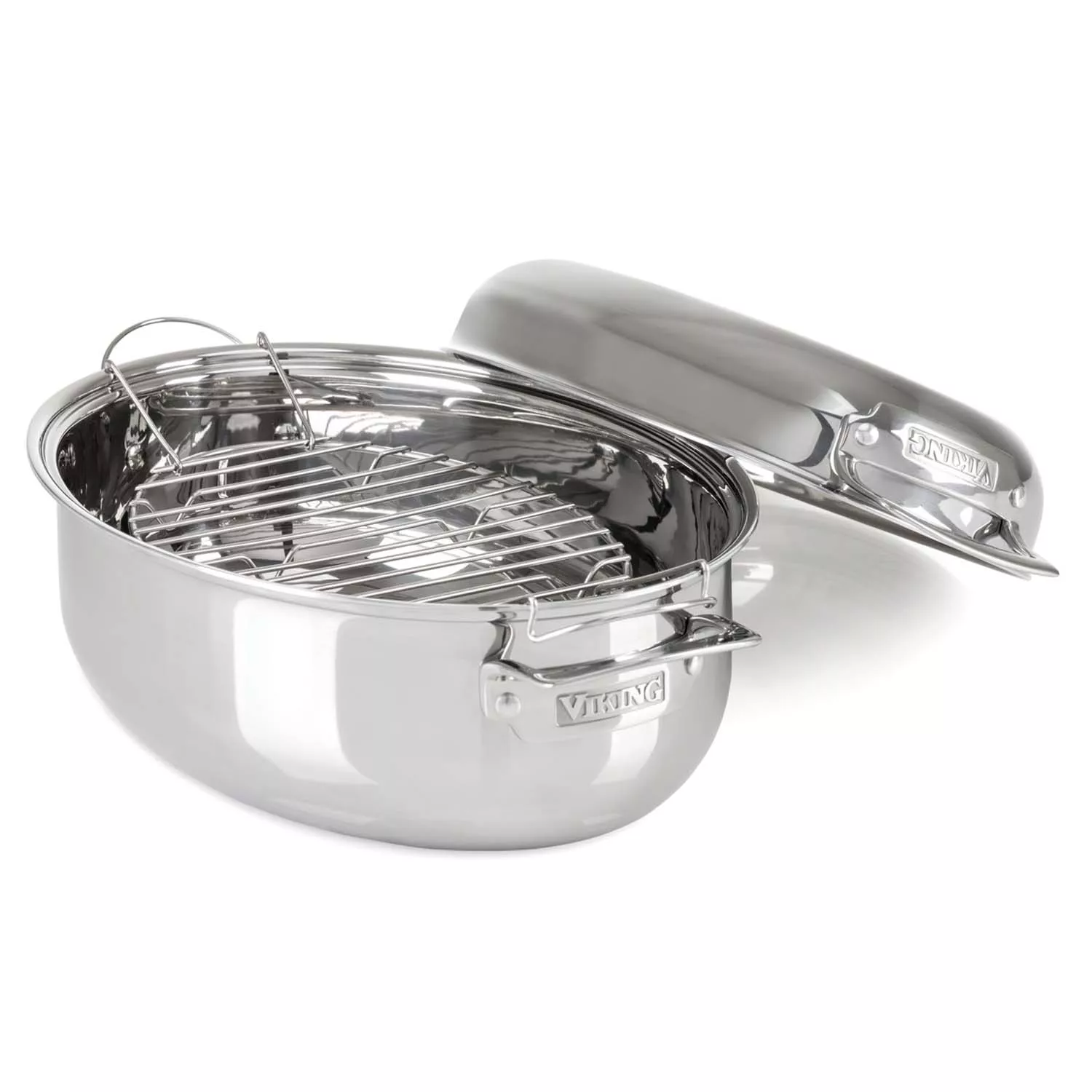 All-Clad Stainless Steel 15” Oval Baker with Pot Holders