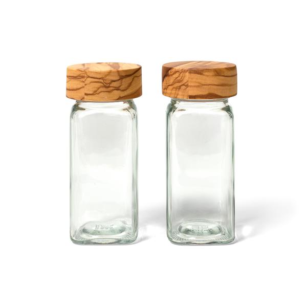 Sur La Table Olivewood Spice Jars, Set of 2