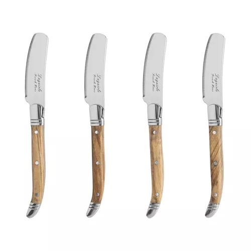 French Home Connoisseur Laguiole Spreaders with Olivewood Handles, Set of 4