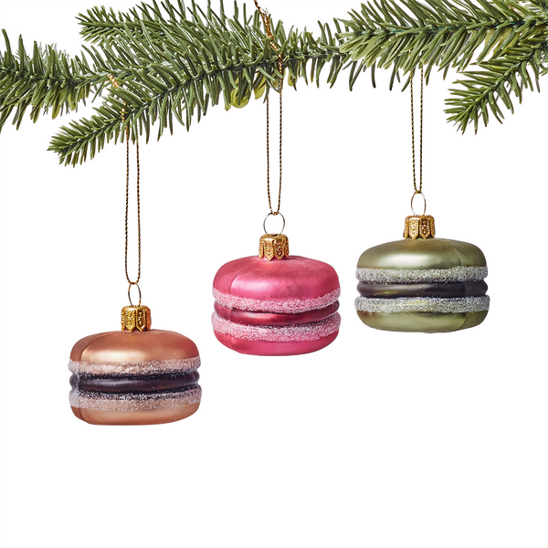 Macaron Glass Ornaments, Set of 3