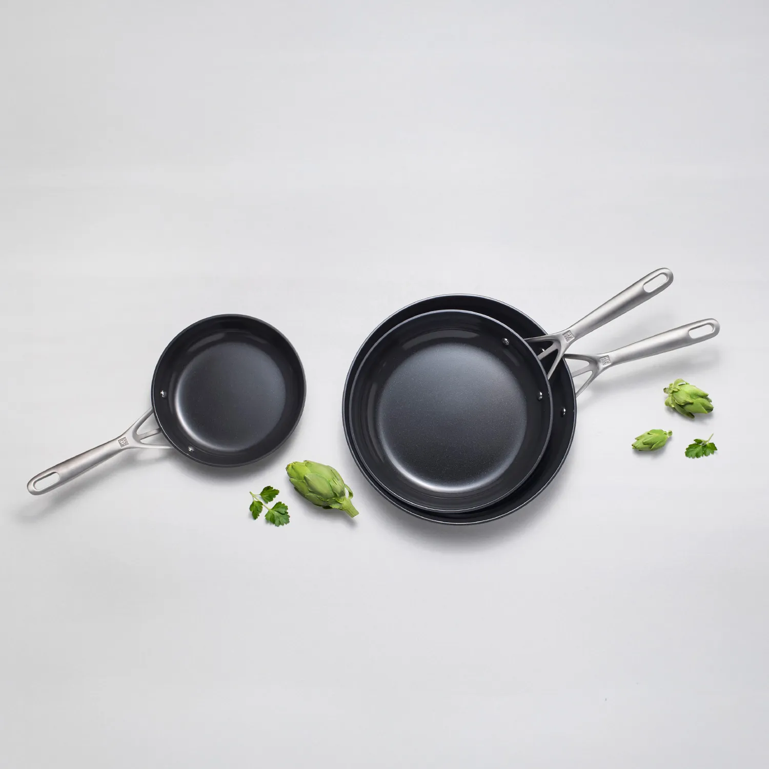 Zwilling Motion Hard-Anodized Nonstick Skillet Set, 8", 10", & 12"