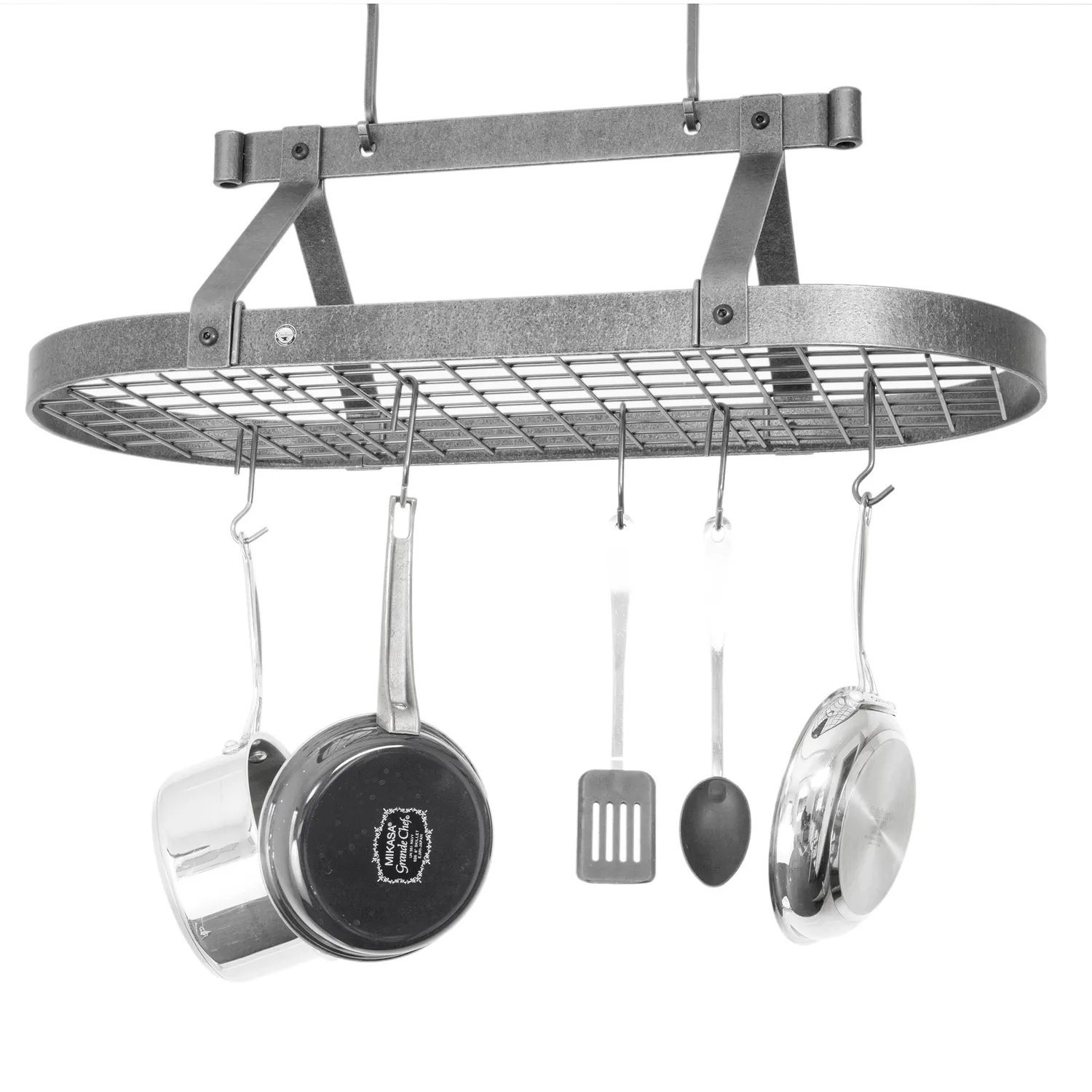 Enclume French Hammered Steel Oval Ceiling Pot Racks