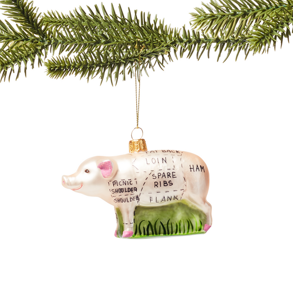 Sectioned-Pig Glass Ornament