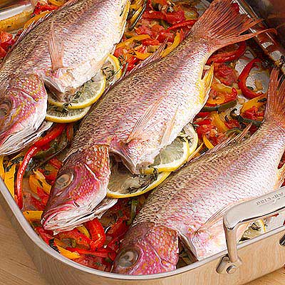 Whole Roasted Snapper on Piperade